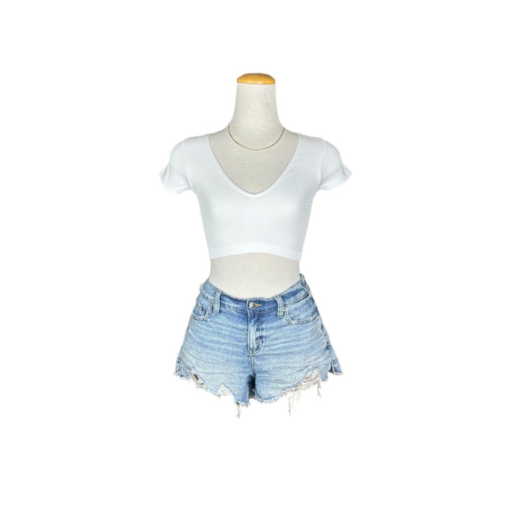 NWT GARAGE seamless micro-cropped tee in white
